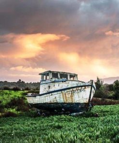 Abandoned Boat in a Field Paint By Numbers