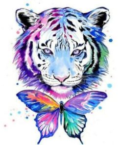 Abstract Tiger And Butterfly Paint By Numbers