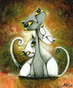 Abstract White Cats Paint By Numbers