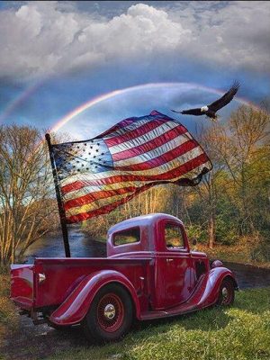 America Flag Truck Paint By Numbers