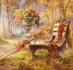 Autumn Garden and Bench Paint By Numbers