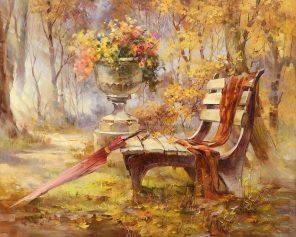 Autumn Garden and Bench Paint By Numbers