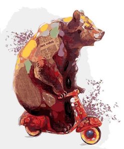 Bear Ride Bike Paint By Numbers