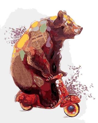 Bear Ride Bike Paint By Numbers