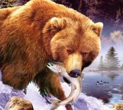 Bears Eating Fish Paint By Numbers