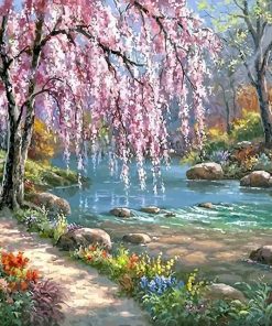 Blossom Tree River Paint By Numbers