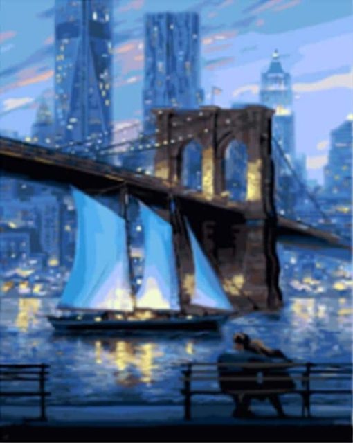 Blue Brooklyn Bridge Paint By Numbers