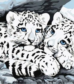 Blue Eyed Snow Leopard Cubs Paint By Numbers