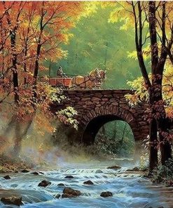Bridge in Autumn Paint By Numbers