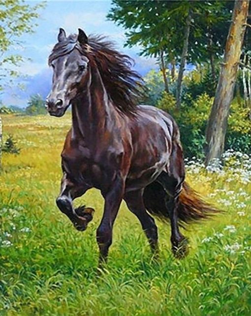 Brown Horse in Forest Paint By Numbers