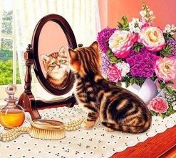 Cat Looking In Mirror Paint By Numbers