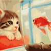 Cat and Red Fish Paint By Numbers