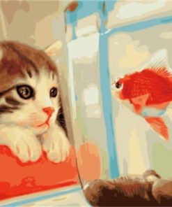 Cat and Red Fish Paint By Numbers