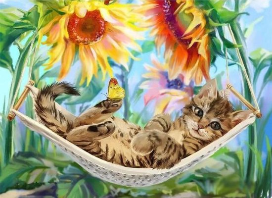 Cats in Hammock Paint By Numbers