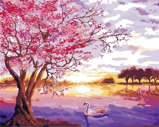 Cherry Blossom By Water Paint By Numbers