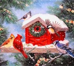 Christmas Birdfeeder Paint By Numbers