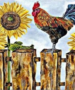 Cock With Sunflower Paint By Numbers