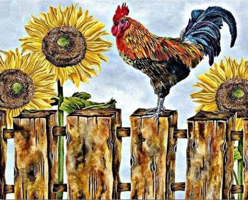 Cock With Sunflower Paint By Numbers