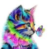 Colored Cat And Butterfly Paint By Numbers