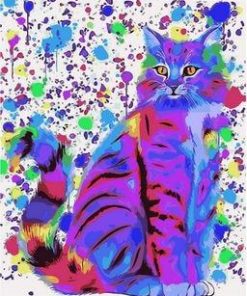 Colorful Painted Cat Paint By Numbers