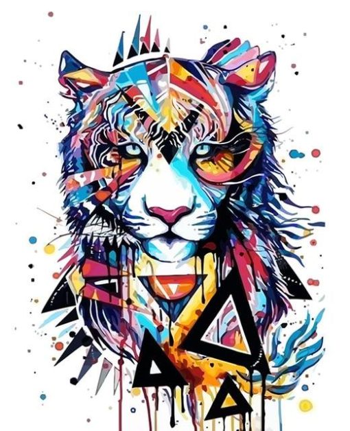 Colorful Tiger Abstract Paint By Numbers