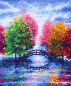 Colorful Trees on Bridge Paint By Numbers