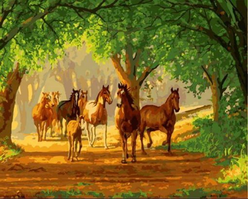 Country Lane Horses Paint By Numbers