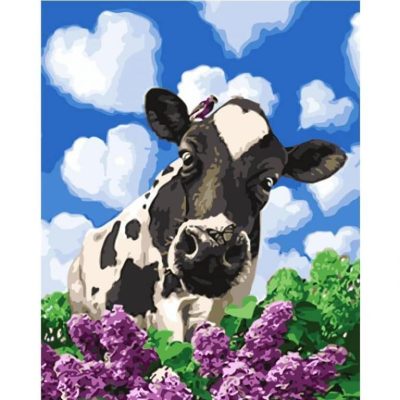 Cow In Flowers Paint By Numbers