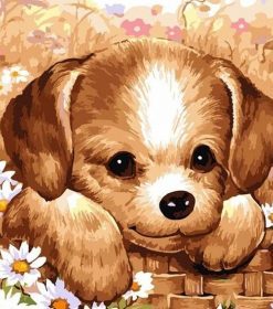 Cute Brown Puppy Paint By Numbers