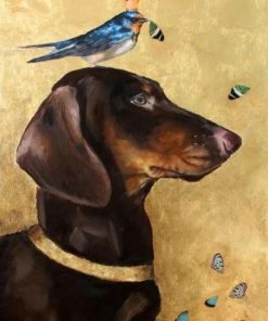 Dachshund Dog and Bird Paint By Numbers