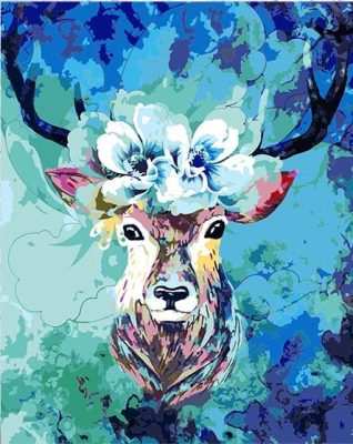 Deer In Blue Paint By Numbers