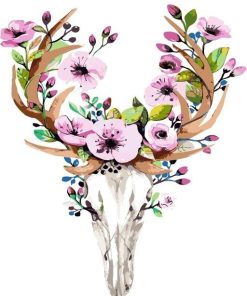 Deer Skull with Flowers Paint By Numbers
