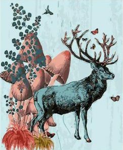 Deer in Mushroom Paint By Numbers