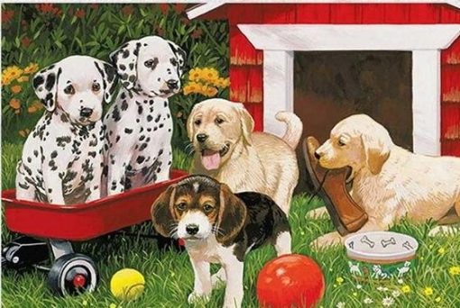 Dogs In Garden Paint By Numbers