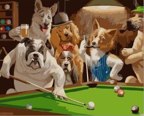 Dogs Playing Pool Paint By Numbers