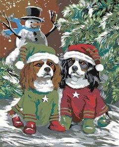 Dogs in Christmas Paint By Numbers