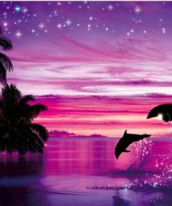Dolphin Purple Night Paint By Numbers