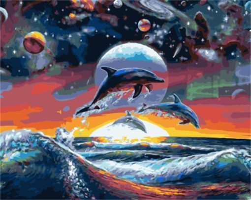 Dolphin in Space Paint By Numbers