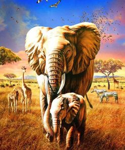 Elephant and Calf Paint By Numbers