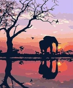 Elephant in Sunset Paint By Numbers