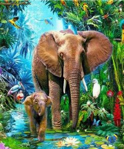 Elephants in The Jungle Paint By Numbers