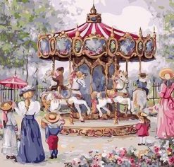 Family in Amusement Park Paint By Numbers