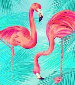 Flamingo Blue Background Paint By Numbers
