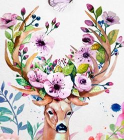 Flowers Antlers Deer Paint By Numbers