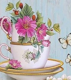 Flowers In Tea Cup Paint By Numbers