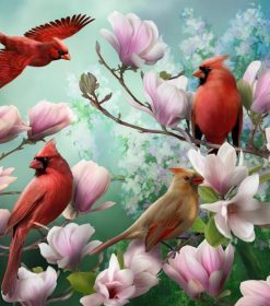 Four Birds in Flowers Paint By Numbers