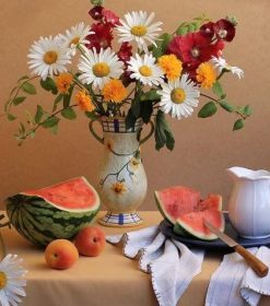 Fruits and Flowers On Table Paint By Numbers
