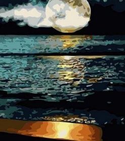 Full Moon Night at Beach Paint By Numbers
