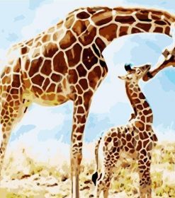 Giraffe Mom and Her Baby Paint By Numbers