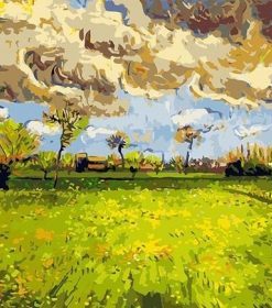 Meadow with Flowers under a Stormy Sky Paint By Numbers